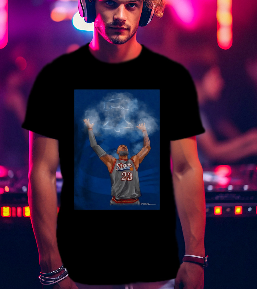LeBron James Philadelphia 76ers 23 Liberty Bell Jersey T-Shirt