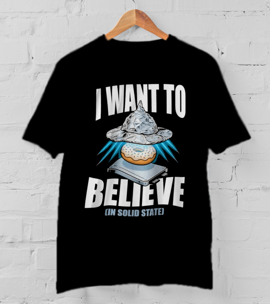 I Want To Believe UFO Donut In Solid State T-Shirt