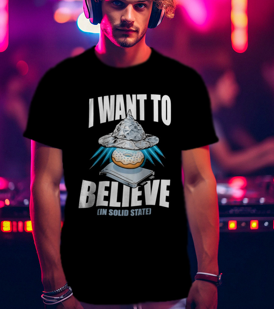 I Want To Believe UFO Donut In Solid State T-Shirt