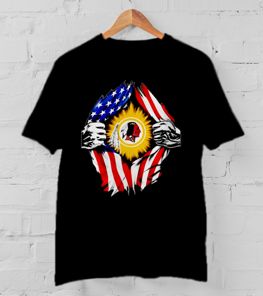Washington Redskins American Flag Ripped Chest T-Shirt
