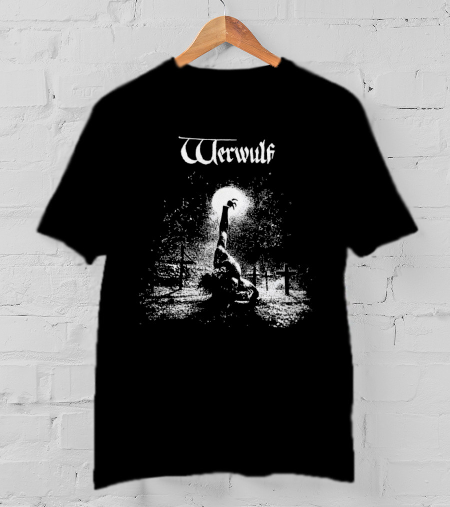 Werwulf Devoureth All Mankynde Black Metal Crosses And Moonlit Scene T-Shirt