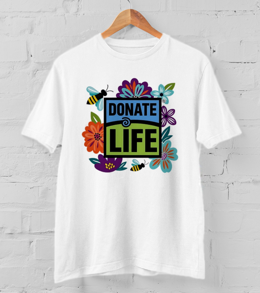 Donate Life Floral Bee Awareness Organ Donation Colorful Flowers T-Shirt