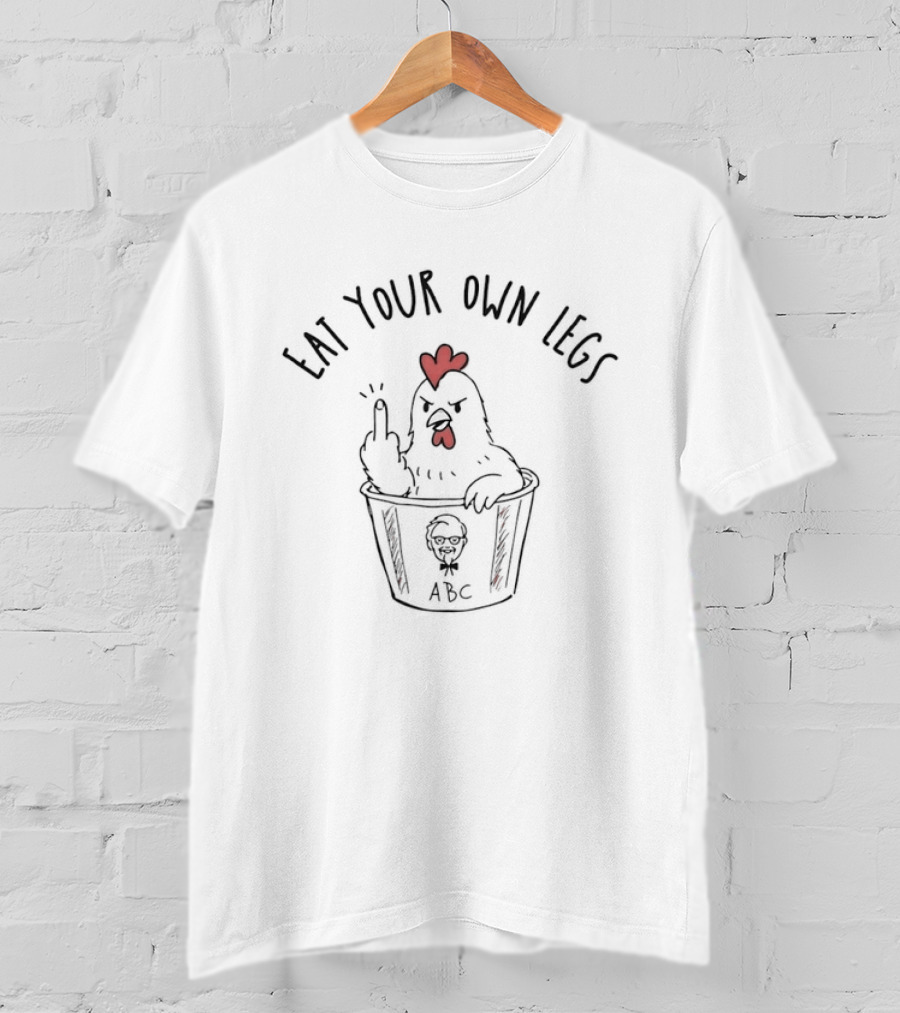 Eat Your Own Legs ABC Chicken Middle Finger Gesture T-Shirt