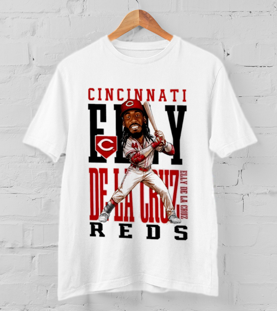 Cincinnati Reds Elly De La Cruz Baseball Caricature T-Shirt