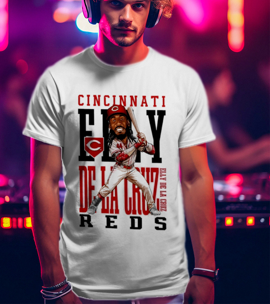 Cincinnati Reds Elly De La Cruz Baseball Caricature T-Shirt