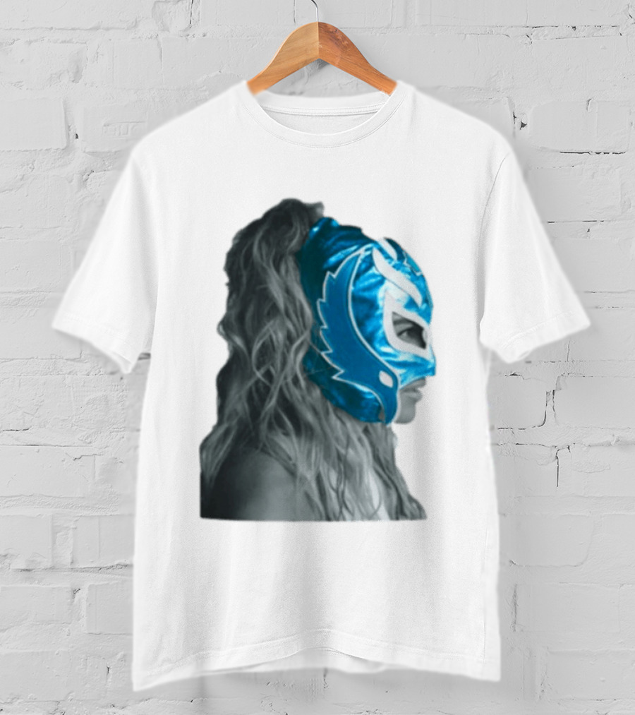 Karol G Store Limited Edition Cream Blue Luchador Mask T-Shirt