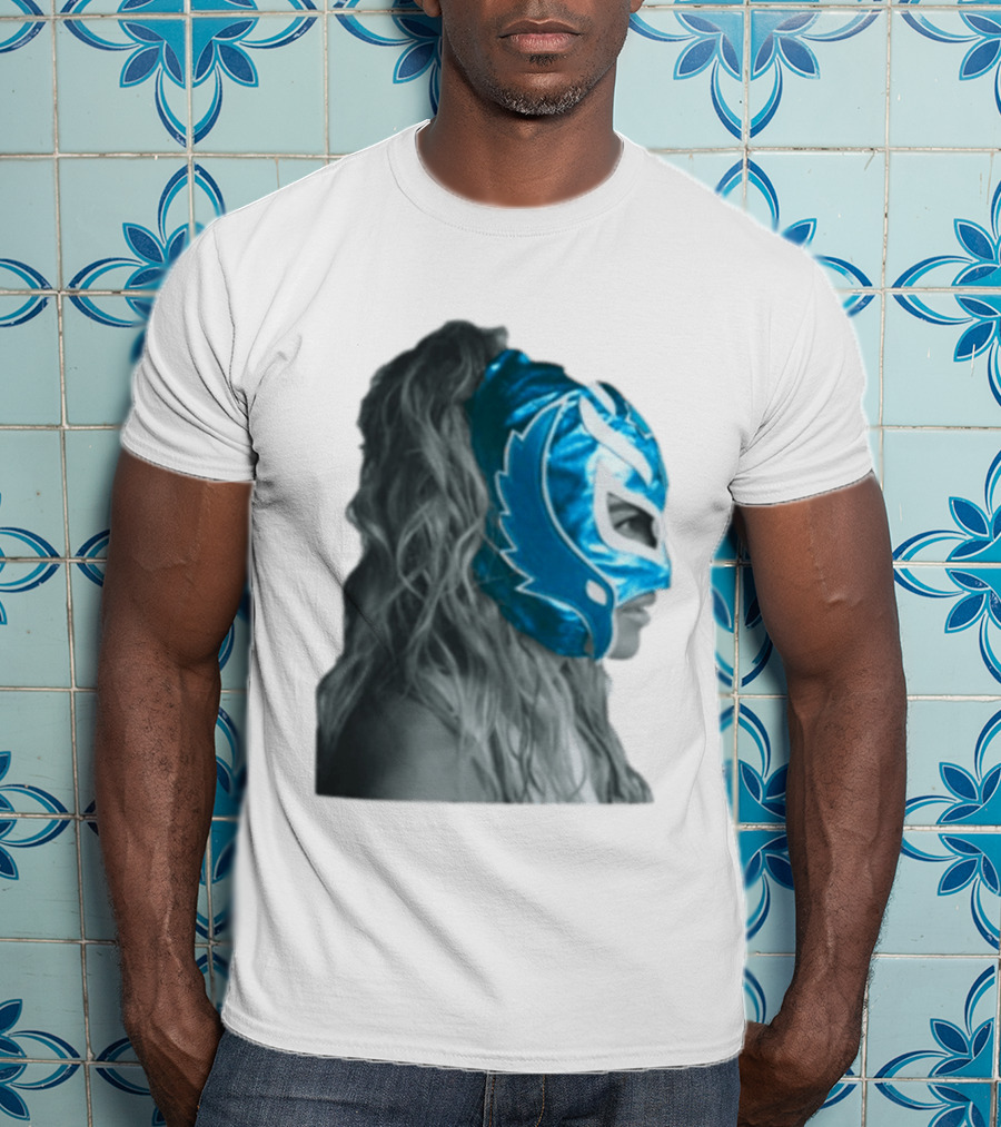 Karol G Store Limited Edition Cream Blue Luchador Mask T-Shirt