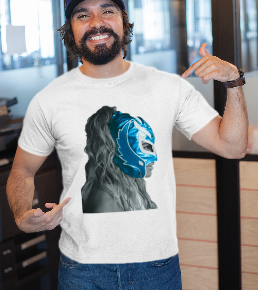Karol G Store Limited Edition Cream Blue Luchador Mask T-Shirt