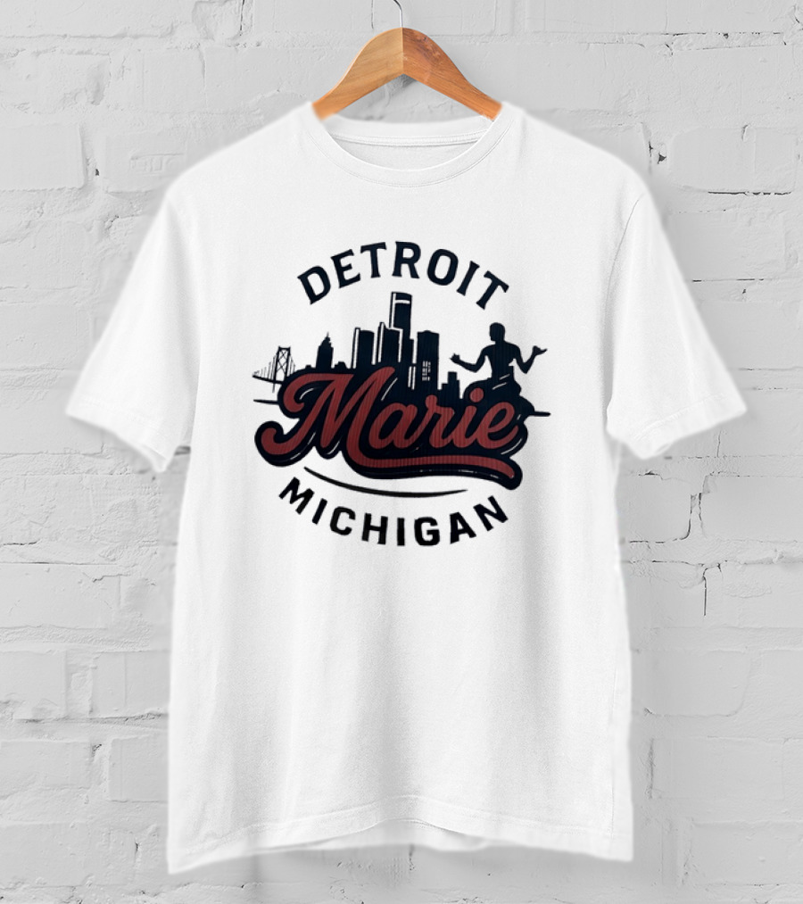 Detroit Michigan Marie Skyline T-Shirt