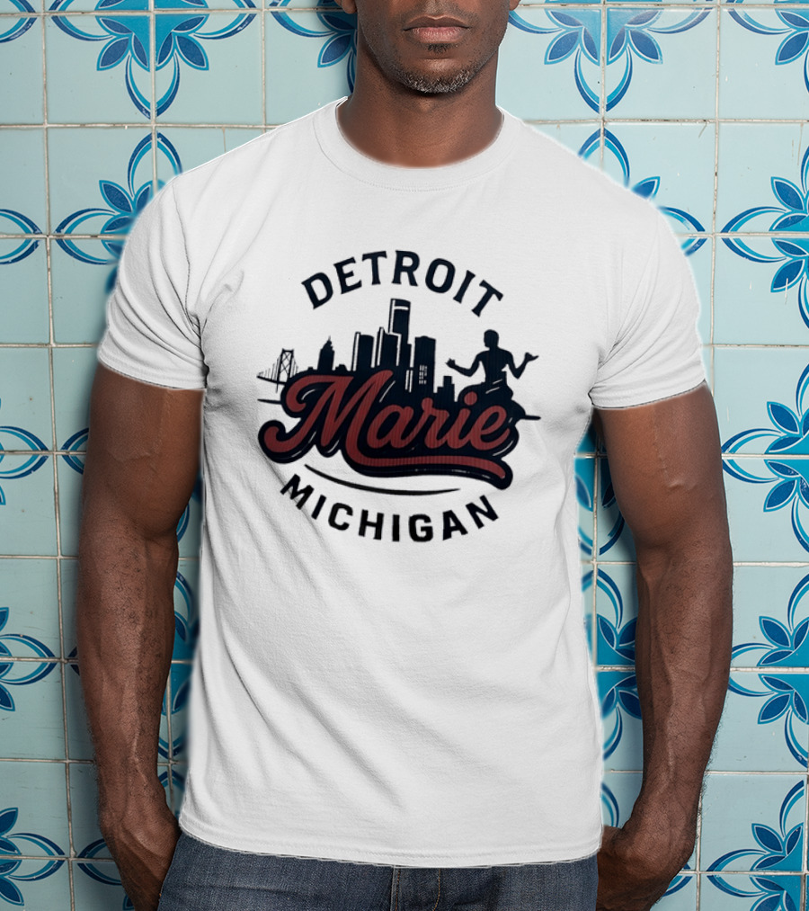 Detroit Michigan Marie Skyline T-Shirt