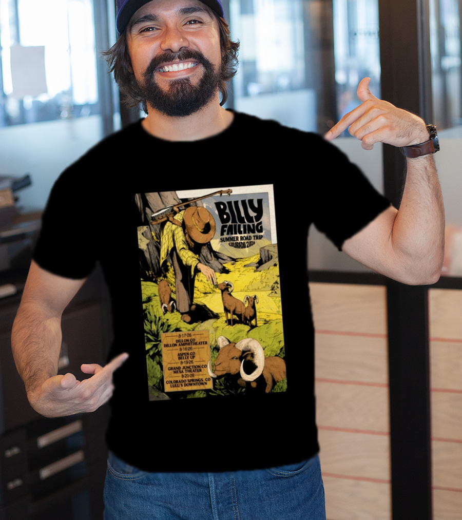 Billy Failing Summer Road Trip Colorado 2026 Dillon Amphitheater Belly Up Mesa Theater Lulu's Downtown T-Shirt