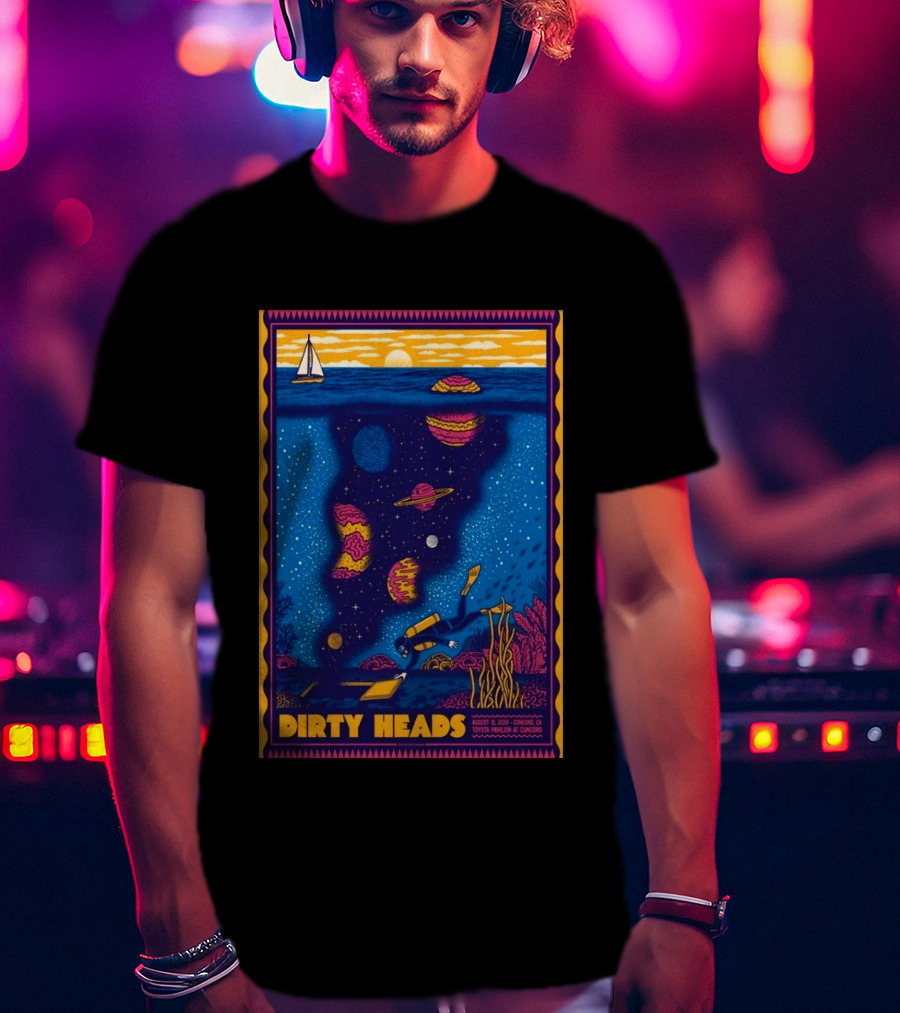 Dirty Heads August 15 2026 Tour Concord CA With Underwater Cosmic Scene T-Shirt