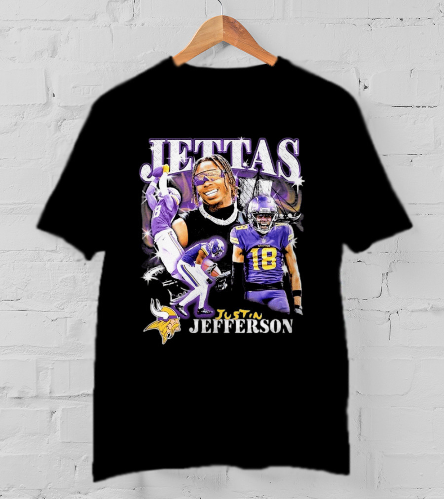 Fanatics Black Jettas Justin Jefferson Minnesota Vikings Notorious Player T-Shirt