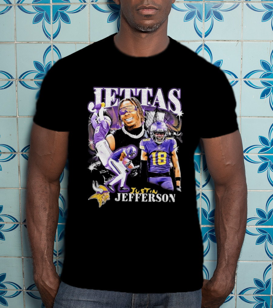 Fanatics Black Jettas Justin Jefferson Minnesota Vikings Notorious Player T-Shirt