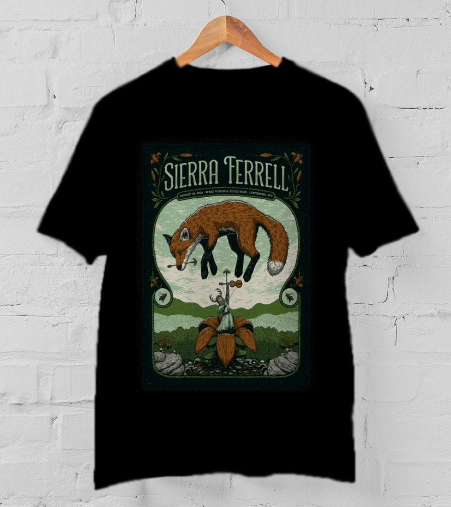 Sierra Ferrell August 16 2026 Lewisburg WV West Virginia State Fair Fox Violin T-Shirt