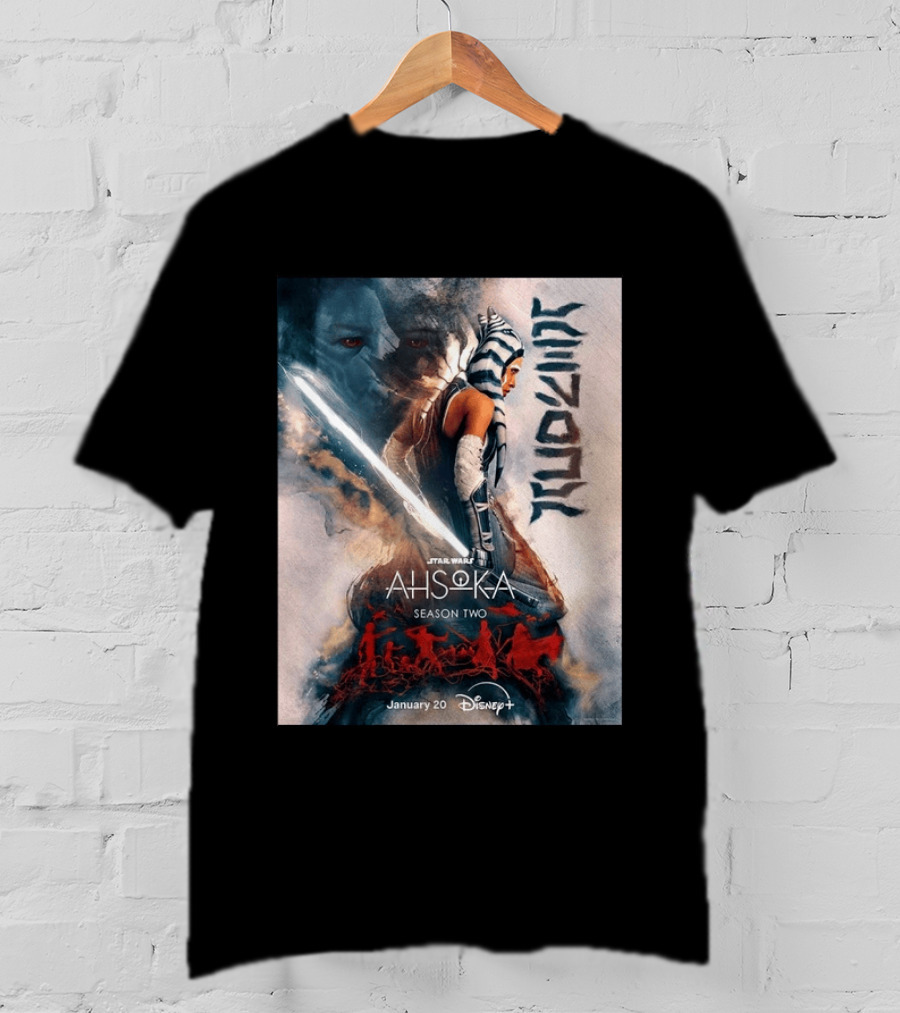 Star Wars Ahsoka Season 2 Premiering January 20 Disney Plus Featuring Lightsaber And Characters T-Shirt