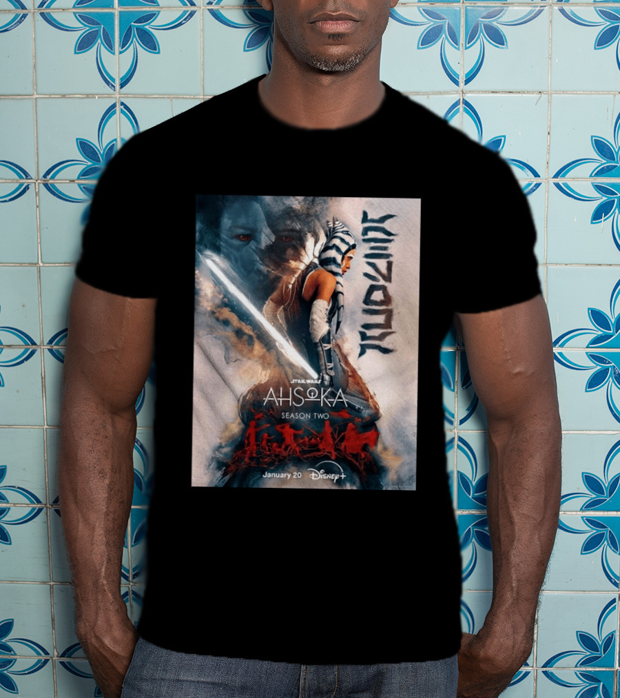 Star Wars Ahsoka Season 2 Premiering January 20 Disney Plus Featuring Lightsaber And Characters T-Shirt