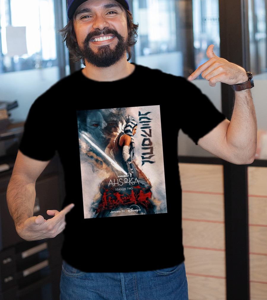 Star Wars Ahsoka Season 2 Premiering January 20 Disney Plus Featuring Lightsaber And Characters T-Shirt