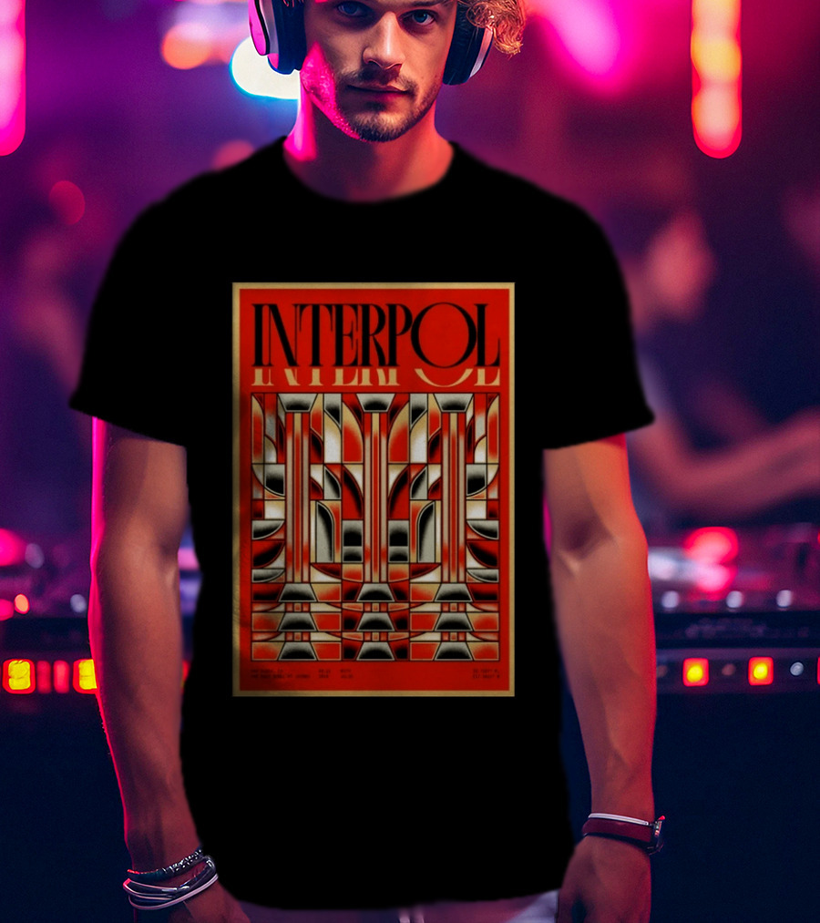 Interpol August 15 2026 San Diego CA Geometric Art Deco Concert T-Shirt