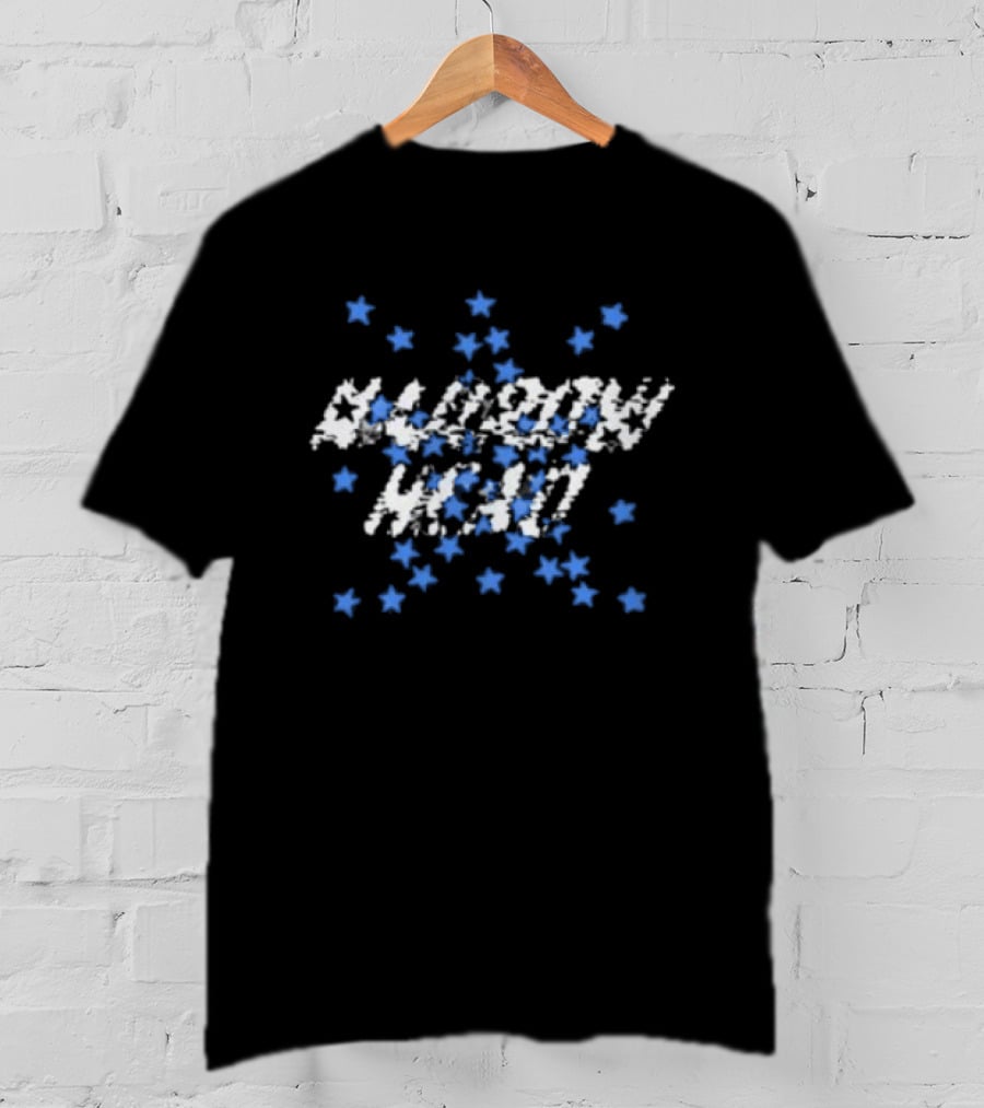 Narrow Head Starry Pattern Blue White Stars T-Shirt