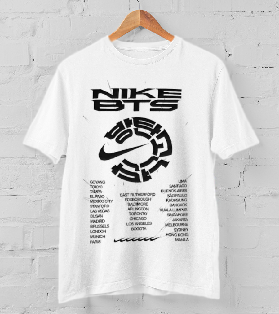 BTS World Tour City List K Pop Bangtan Boys T-Shirt