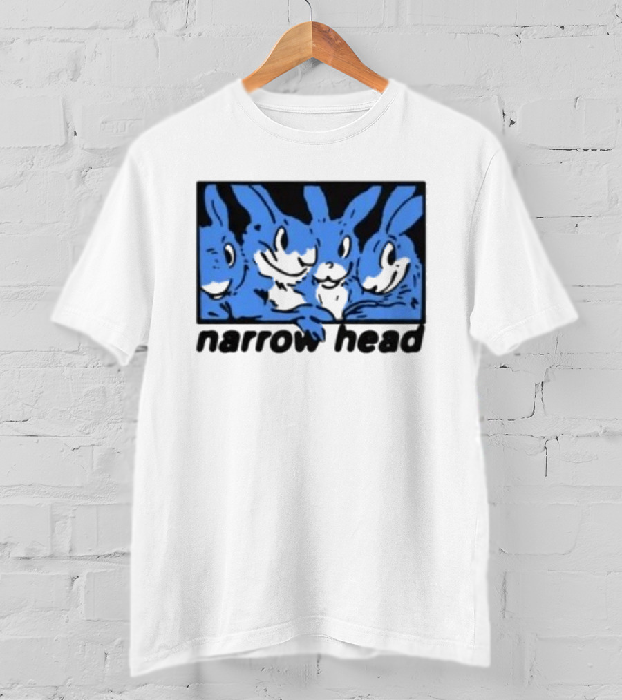 Narrow Head Four Rabbits Blue Black White T-Shirt
