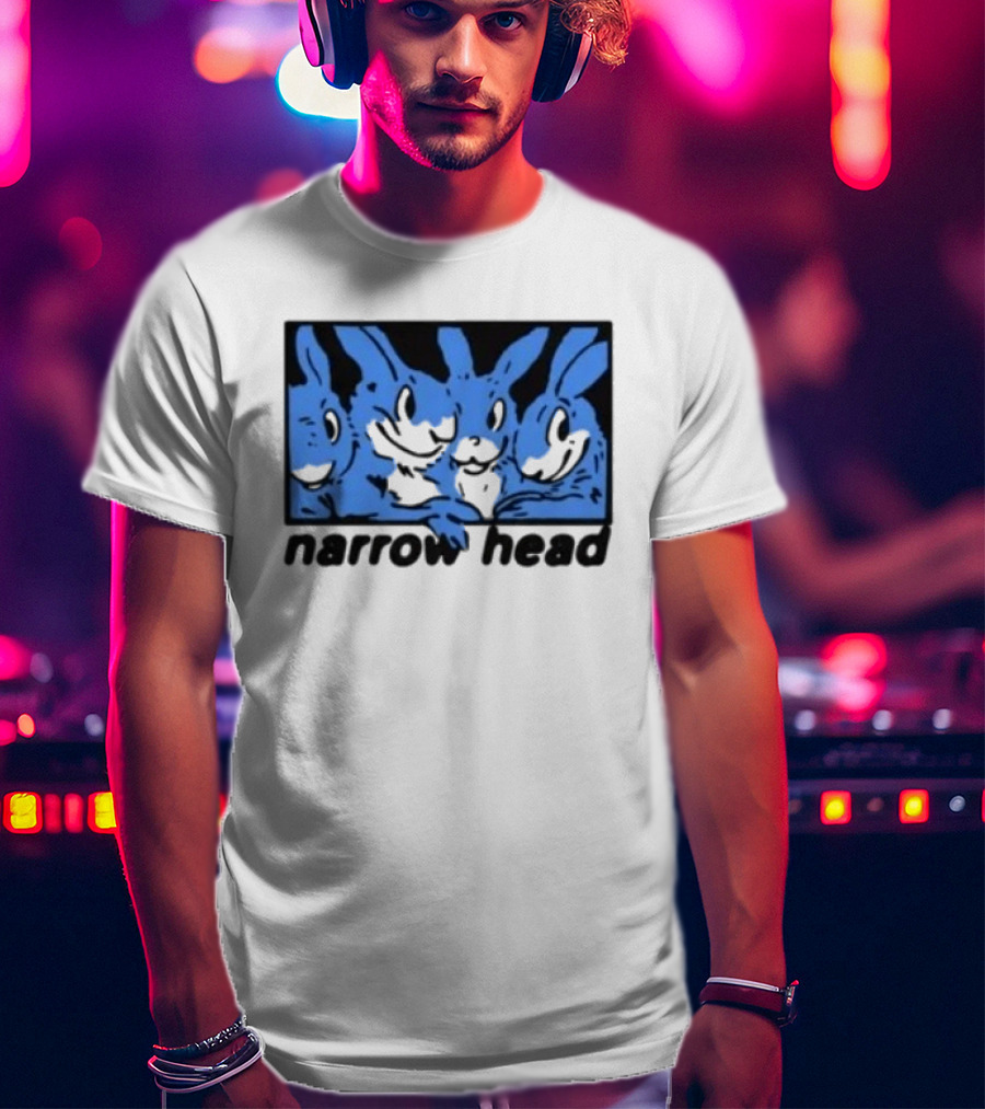 Narrow Head Four Rabbits Blue Black White T-Shirt