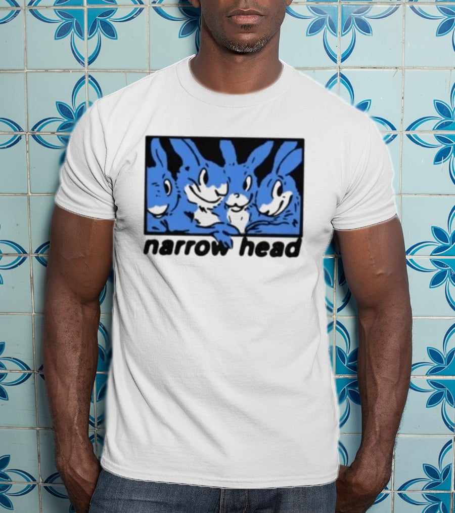 Narrow Head Four Rabbits Blue Black White T-Shirt