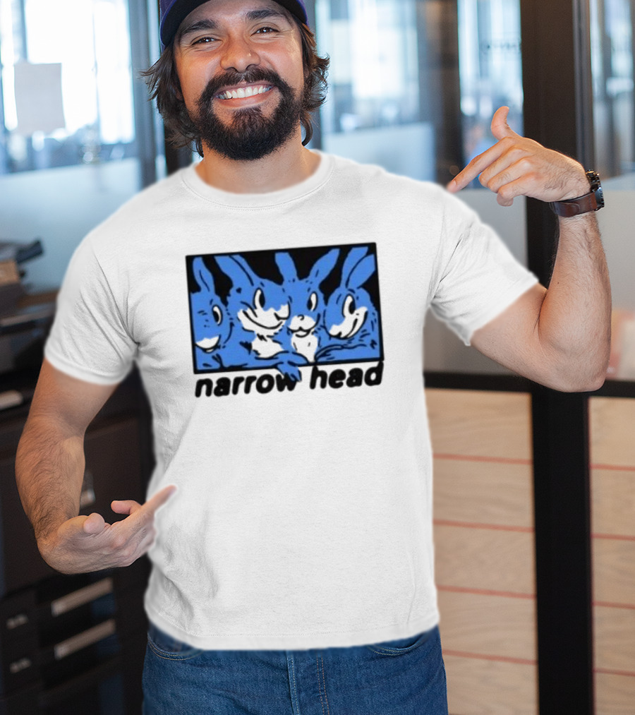 Narrow Head Four Rabbits Blue Black White T-Shirt