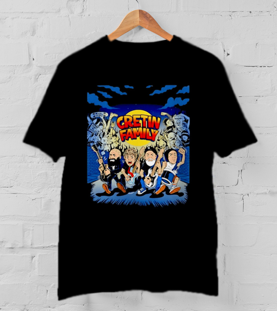 Cretin Family Ramones Cartoon Band Punk Rock Skull T-Shirt