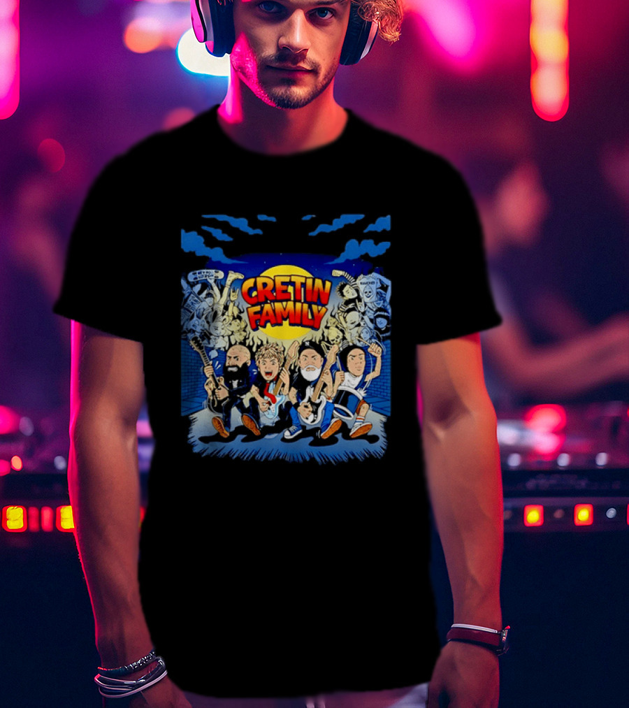 Cretin Family Ramones Cartoon Band Punk Rock Skull T-Shirt
