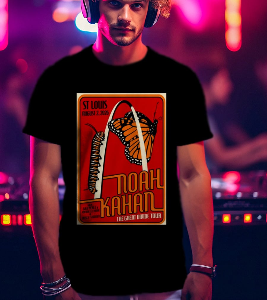 Noah Kahan August 2 2026 St Louis The Great Divide Tour Monarch Arch T-Shirt