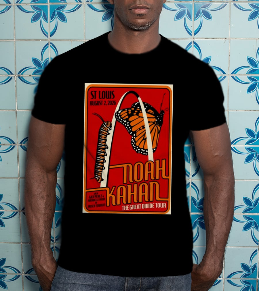 Noah Kahan August 2 2026 St Louis The Great Divide Tour Monarch Arch T-Shirt