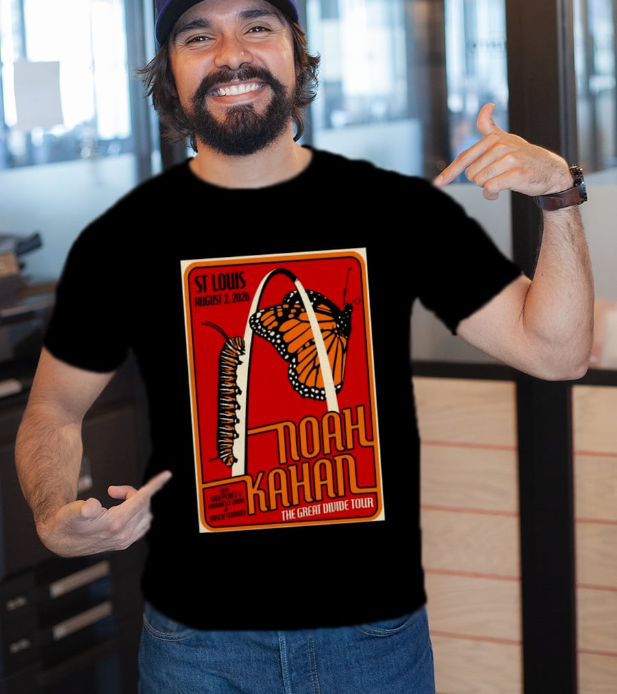Noah Kahan August 2 2026 St Louis The Great Divide Tour Monarch Arch T-Shirt