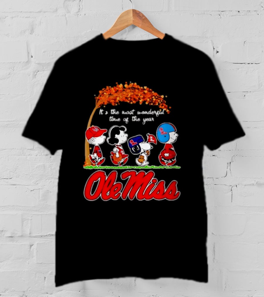 Ole Miss Rebels Peanuts Characters Most Wonderful Time Of The Year T-Shirt