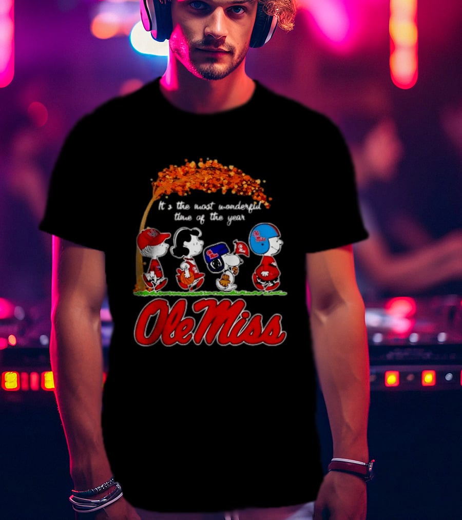 Ole Miss Rebels Peanuts Characters Most Wonderful Time Of The Year T-Shirt