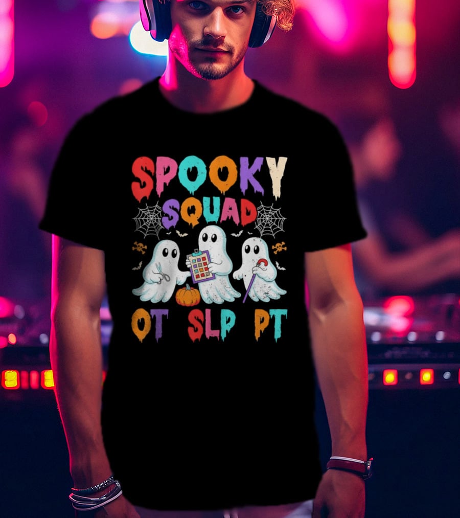 OT SLP PT Spooky Squad Halloween Ghosts Pumpkin Clipboard Lollipop T-Shirt