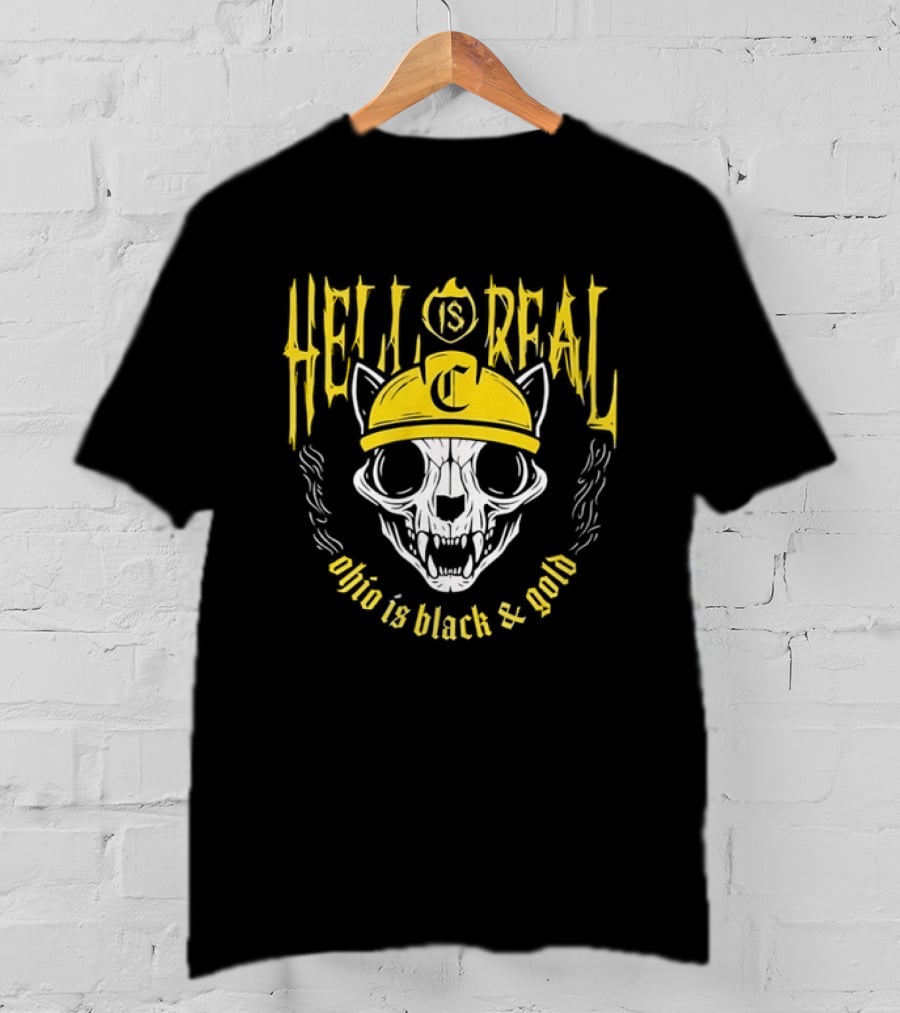Hell Is Real Ohio Is Black And Gold Skull C Hat T-Shirt