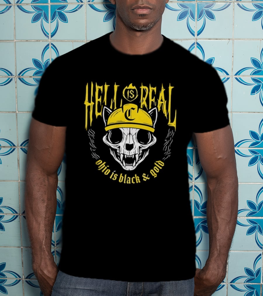 Hell Is Real Ohio Is Black And Gold Skull C Hat T-Shirt