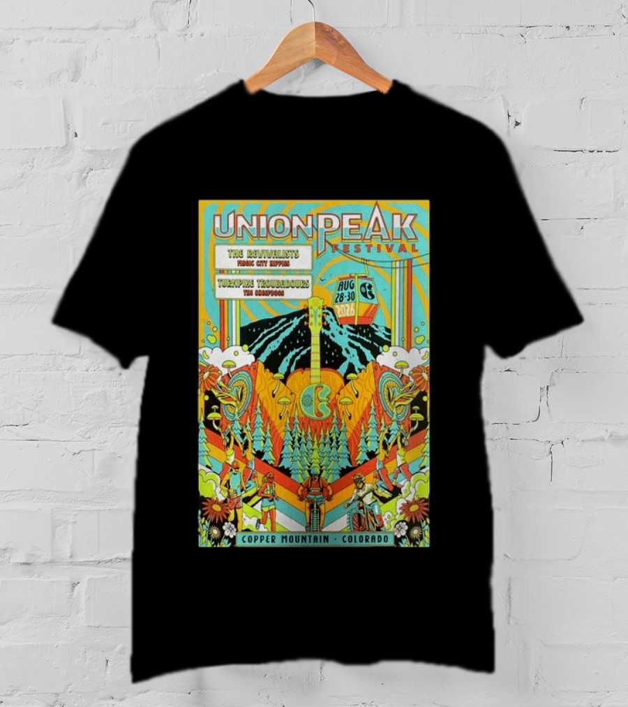 Union Peak Festival 2026 Copper Mountain Colorado Aug 28 30 Featuring The Revivalists Turbo Tweed Troubadours The Disco Biscuits T-Shirt