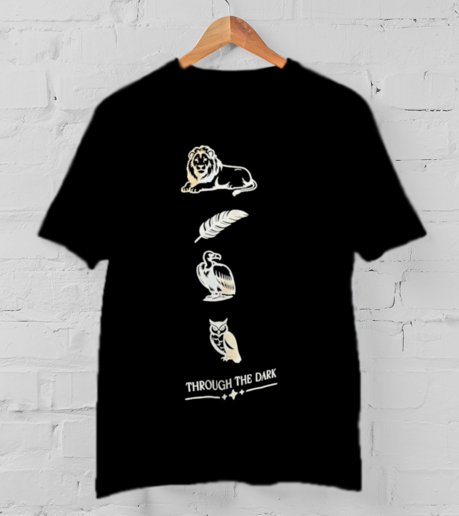 Through The Dark Lion Feather Heron Owl T-Shirt