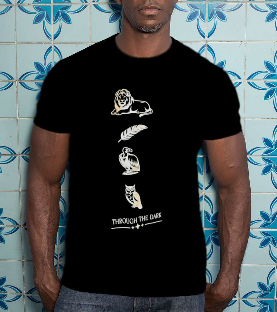 Through The Dark Lion Feather Heron Owl T-Shirt