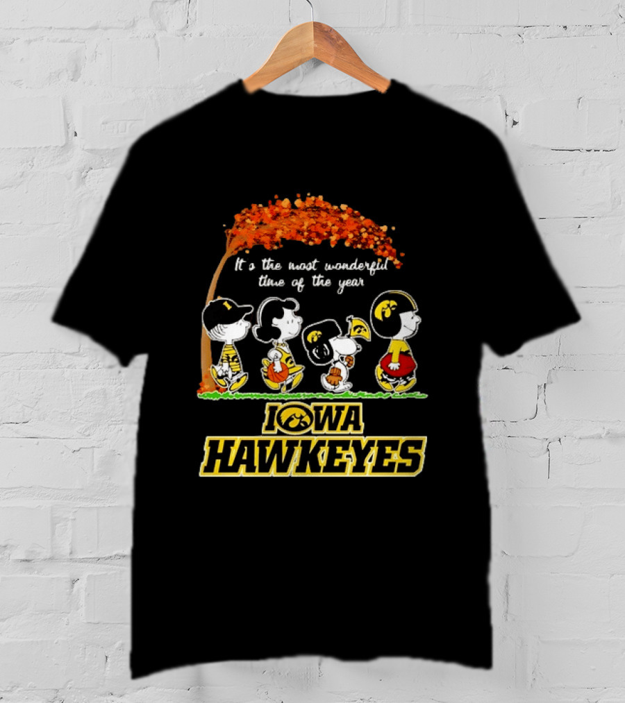 Iowa Hawkeyes Peanuts Characters It's The Most Wonderful Time Of The Year T-Shirt