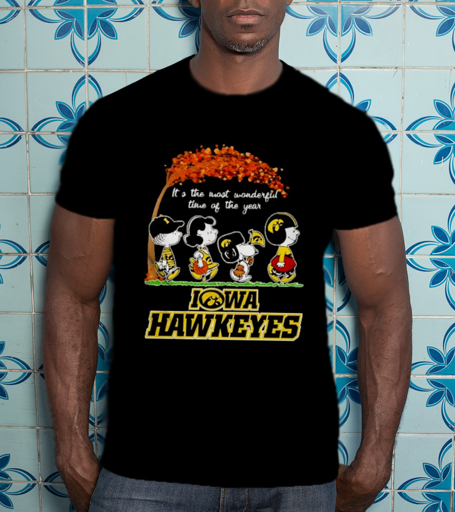 Iowa Hawkeyes Peanuts Characters It's The Most Wonderful Time Of The Year T-Shirt