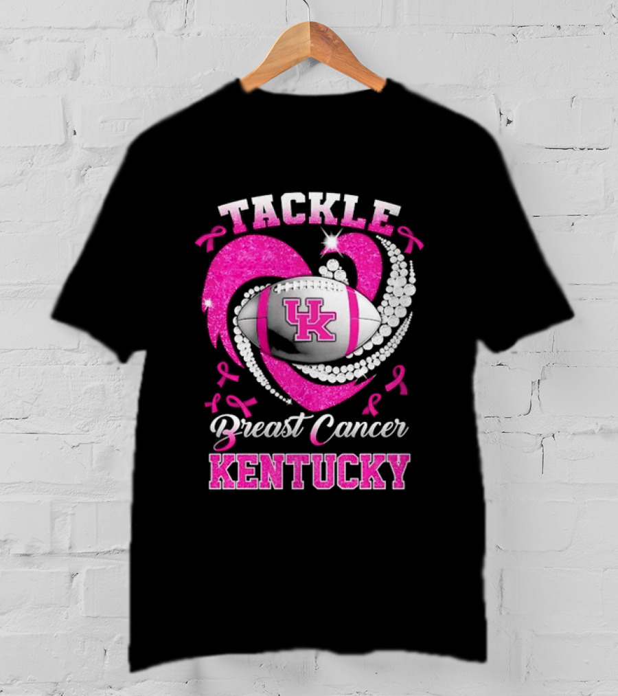 Tackle Breast Cancer Kentucky Wildcats UK Football Pink Ribbons T-Shirt