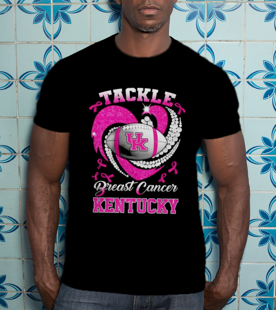 Tackle Breast Cancer Kentucky Wildcats UK Football Pink Ribbons T-Shirt