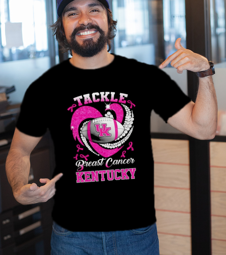 Tackle Breast Cancer Kentucky Wildcats UK Football Pink Ribbons T-Shirt