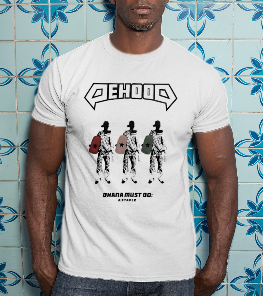 Dehood Ohana Must Go A Staple Streetwear Three Figures Carrying Bags T-Shirt