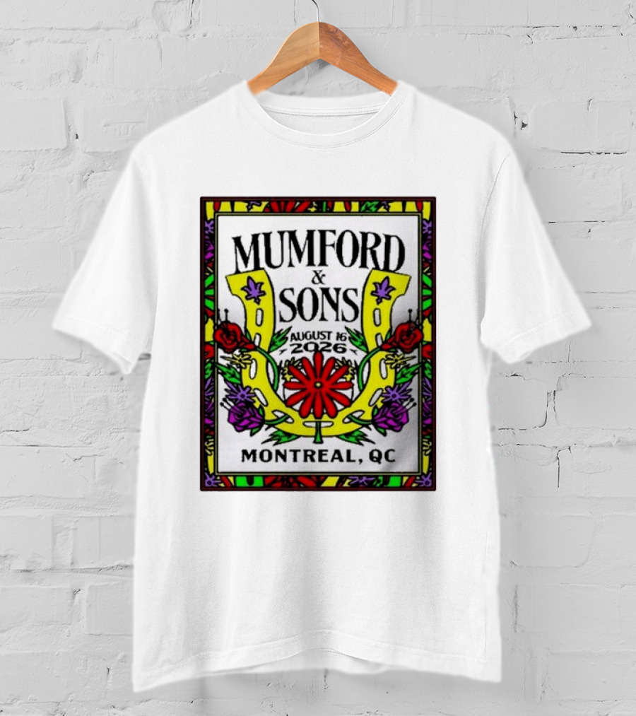 Mumford & Sons August 16 2026 Montreal QC Floral Horseshoe T-Shirt