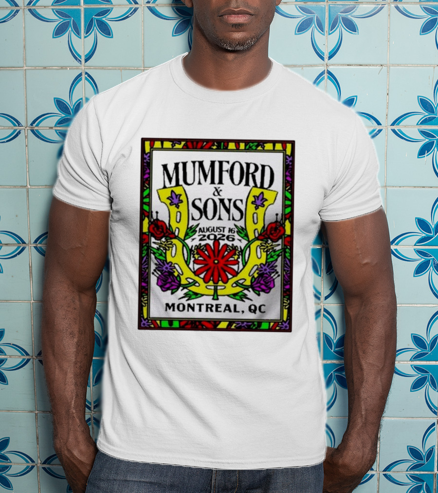 Mumford & Sons August 16 2026 Montreal QC Floral Horseshoe T-Shirt